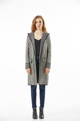 Coffee Color Long Cardigans Hooded Sweater - FashionByTeresa